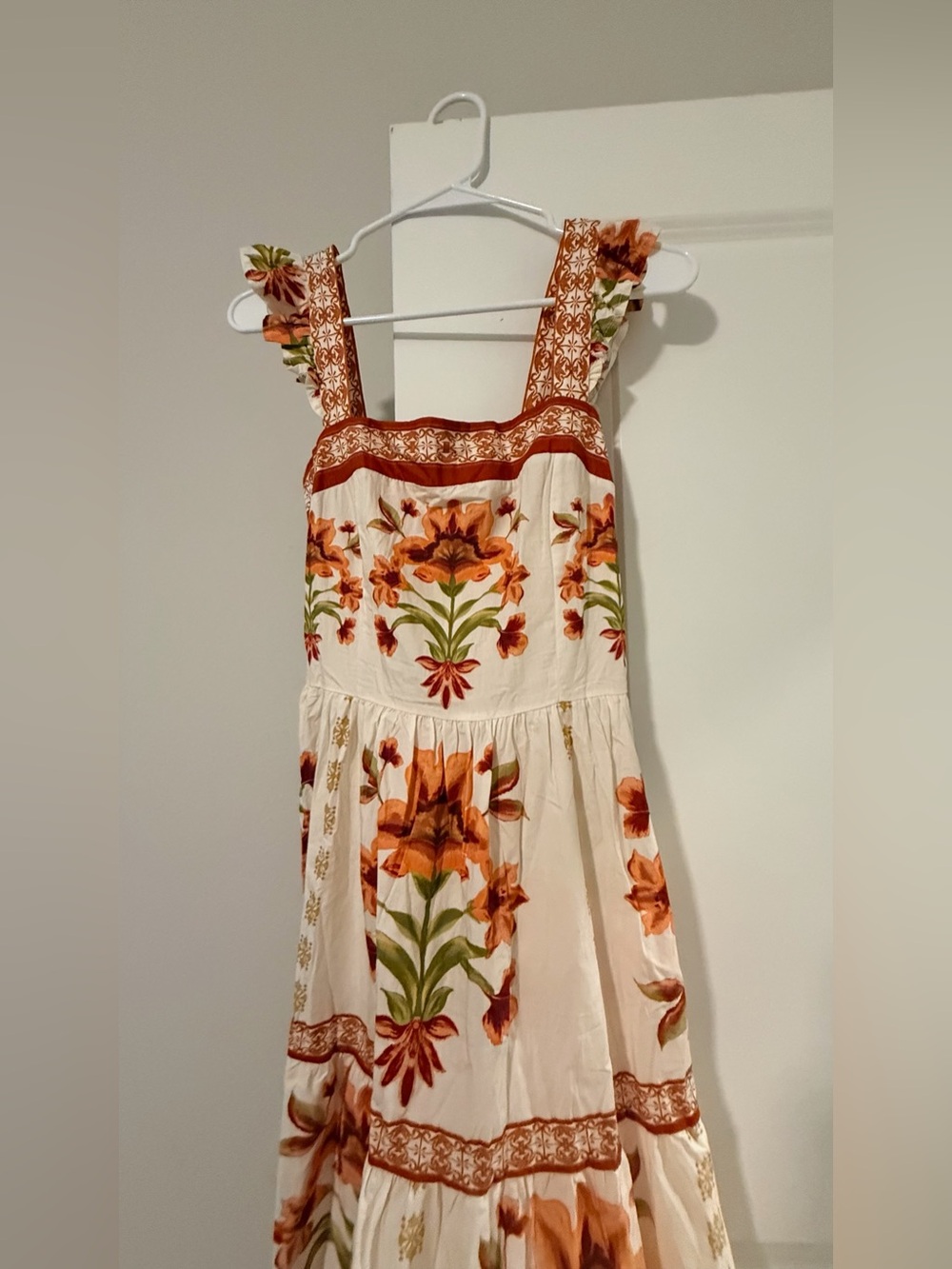 Flying Tomato Cream Maxi Dress with Rust Floral Print - Picture 4 of 16